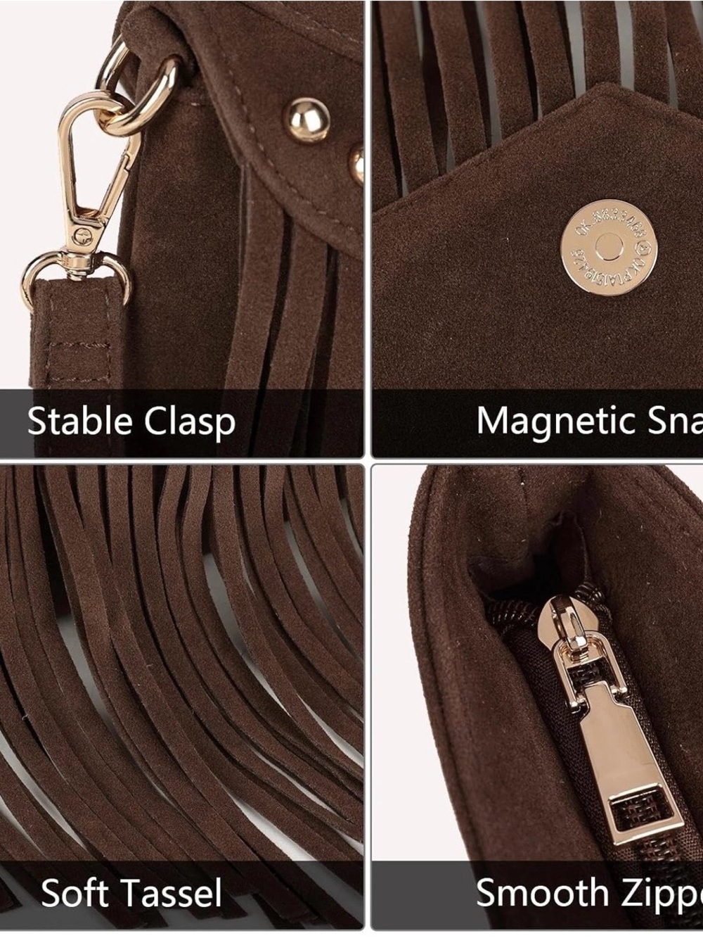 Kouli Buir Brown Fringe Crossbody Shoulder Bag - Picture 2 of 5